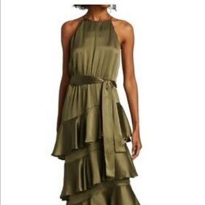 Zimmermann Ladybeetle Asymmetric Tier-Ruffle Silk Midi Dress